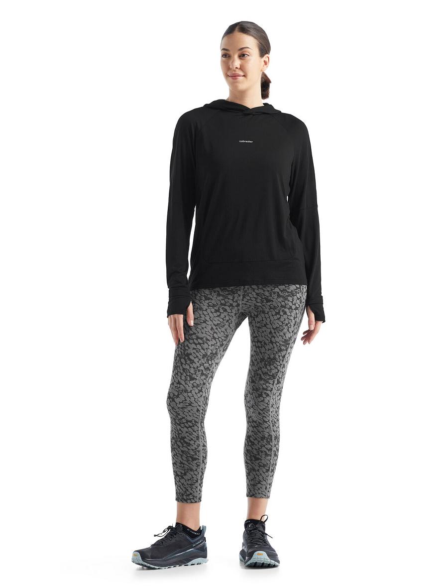 Women's Icebreaker Cool-Lite™ Merino Hoodie Long Sleeve Black | CA 1310YXFU